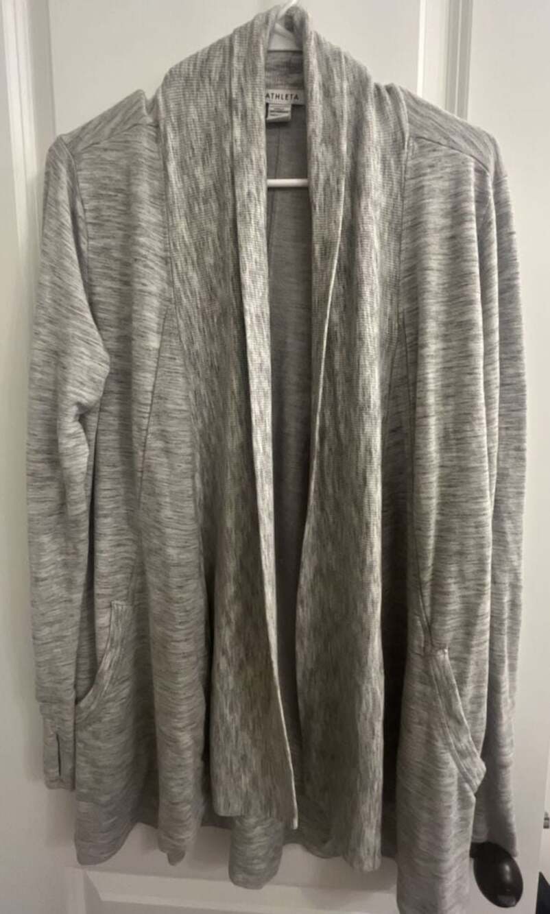 Athleta Pranayama Wrap Open Cardigan in Heather Grey